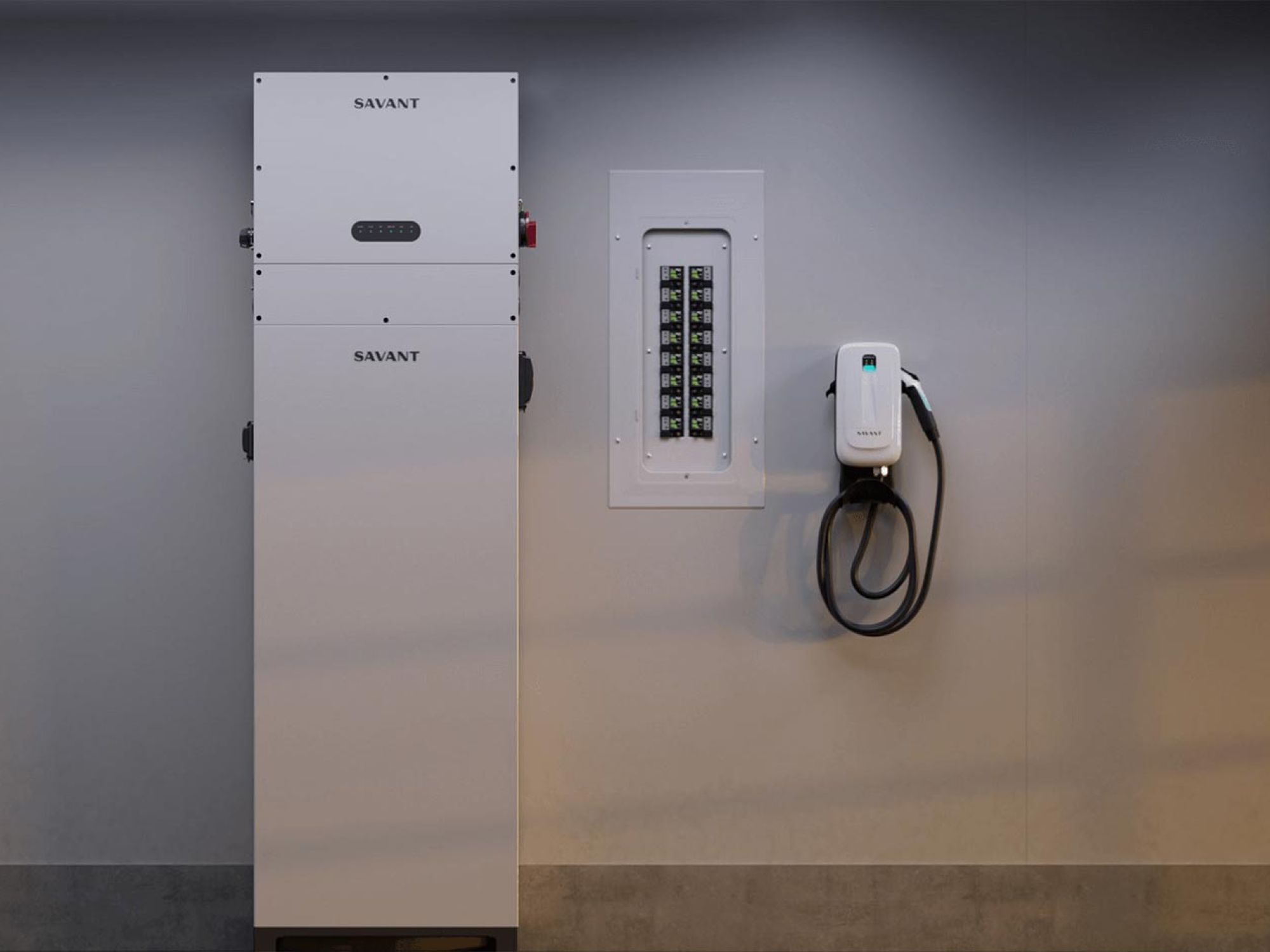 Home energy storage system with a connected electrical panel and EV charger
