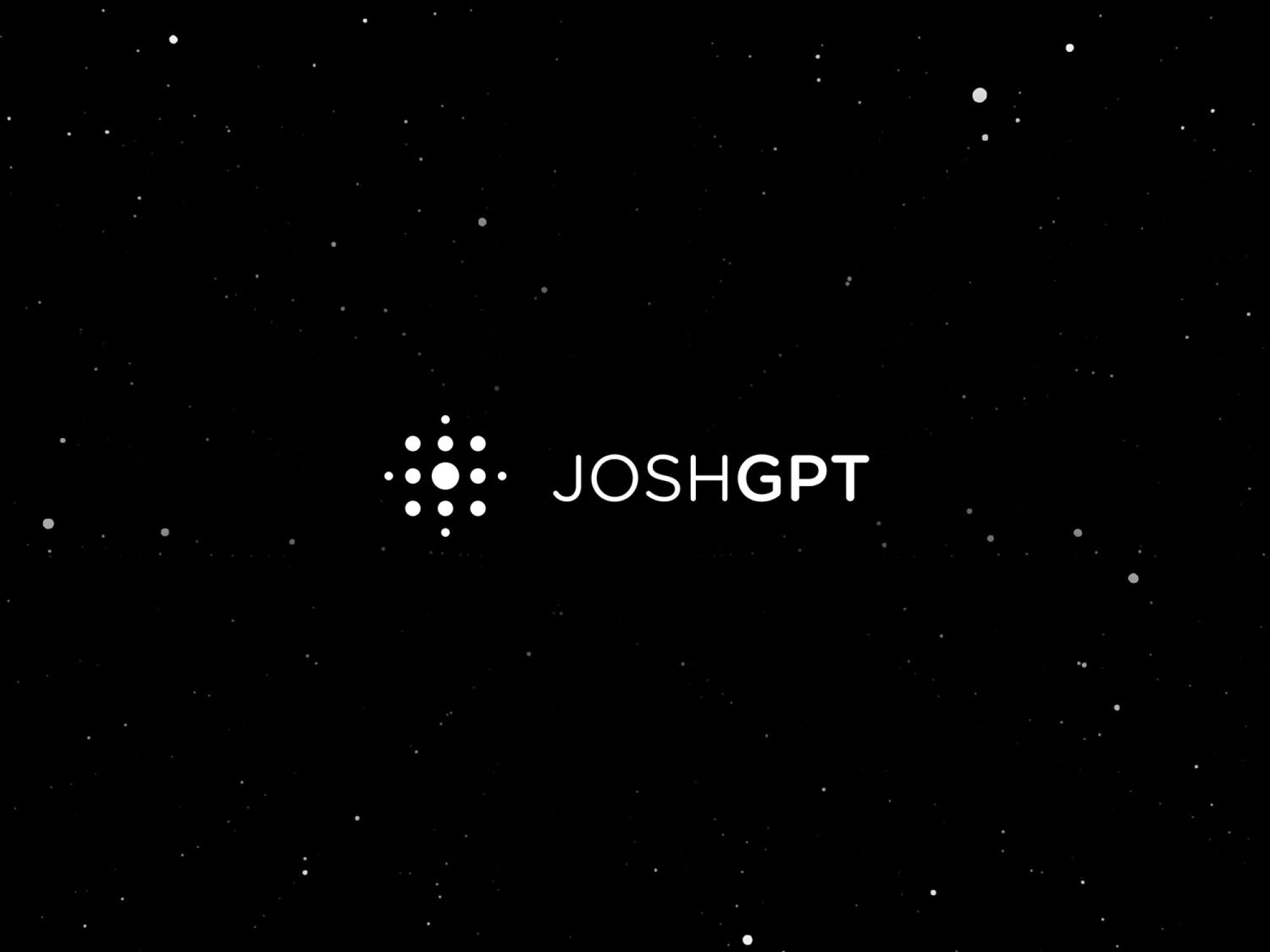 A black background with white dots resembling stars, featuring the "JoshGPT" logo in the center.